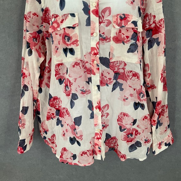 GAP Floral Print Button Up Cotton Shirt Lightweight Womens XXL Boyfriend Fit - Picture 5 of 13